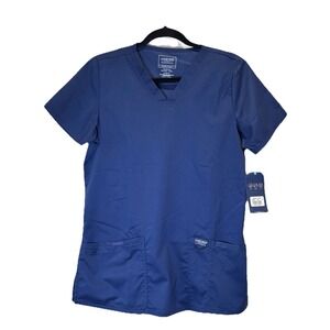 Cherokee Scrub Top Women's S Navy Blue Pockets Revolution V-Neck WW610 Nurse